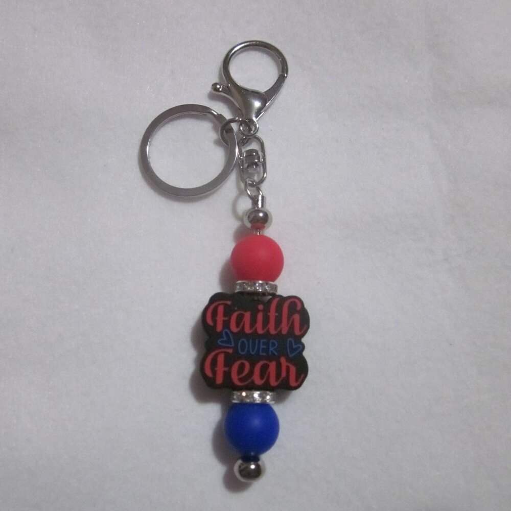 Red and Blue Faith Over Fear Keychain / Purse Jewelry.